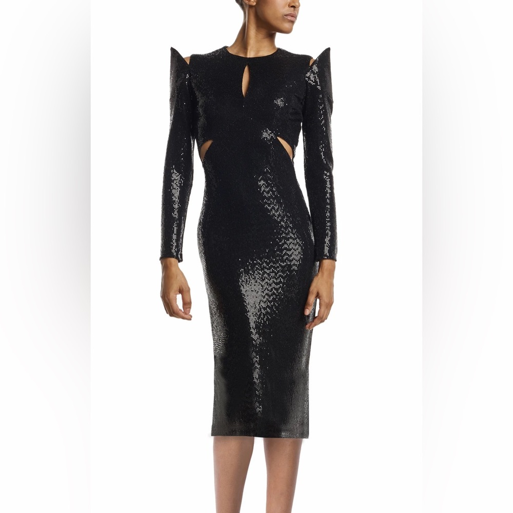 MICHAIL ANDROMEDA | ELEGANT LONG SLEEVE SEQUIN MIDI DRESS